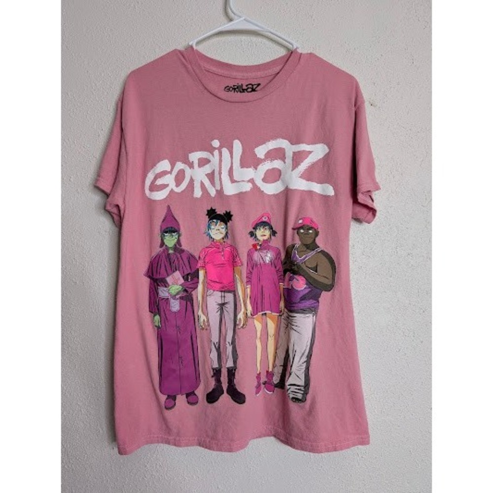 Gorillaz Mens Graphic T-Shirt Small Pink Band Tee Music Tour Merch 100% Cotton